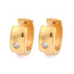 304 Stainless Steel with Cubic Zirconia Polishing effect Hoop Earrings&nbsp;EJEW-M001-24G