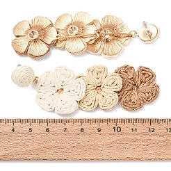 Flower Brass Raffia Dangle Stud Earrings&nbsp;FS-WGB7A43-01