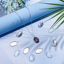 16Pcs 304 Stainless Steel Pendant Cabochon Settings&nbsp;STAS-UN0064-11