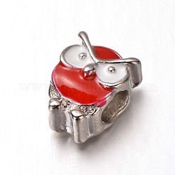 Owl Alloy Enamel Large Hole European Animal Beads&nbsp;X-MPDL-M020-04M