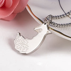 Stainless Steel Couple Fox Pendant Box Chain Necklaces Set&nbsp;PW-WG38AEC-01