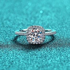 Rhodium Plated 925 Sterling Silver Micro Pave Cubic Zirconia Adjustable Rings&nbsp;AJEW-U007-25P