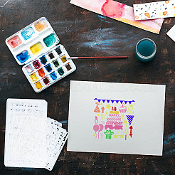 2 Sets 2 Styles PET Hollow Out Plastic Drawing Painting Stencils Templates&nbsp;AJEW-GF0006-91D