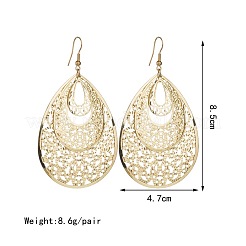 Bohemian Style Hollow Teardrop Alloy Dangle Earrings&nbsp;FS-WG1E410-01