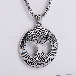 Retro Fashion Punk 304 Stainless Steel Tree of Life Pendant Necklaces for Men&nbsp;RE4265
