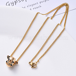 PVD Vacuum Plating 304 Stainless Steel Curb Chain Necklace&nbsp;NJEW-S420-001C-G