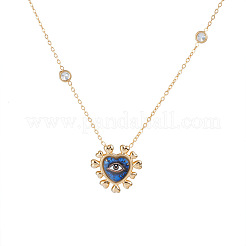 Printed 304 Stainless Steel Blue Evil Eye Heart Pendant Necklaces for Women&nbsp;WG502A7-03