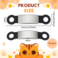 24Pcs Silicone & 201 Stainless Steel Curved Rectangle Connector Charms&nbsp;STAS-BC0004-12B