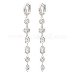 Brass Micro Pave Cubic Zirconia Hoop Dangle Earrings&nbsp;KK-CBA8324-09G