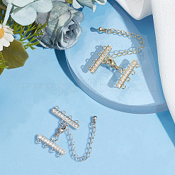 4 Sets 2 Colors Brass Micro Pave Cubic Zirconia Chain Extender&nbsp;ZIRC-BBC0003-66