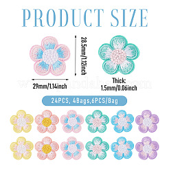 24Pcs 4Bags Flower Polyester Embroidery Paillette Cloth Iron on/Sew on Patches&nbsp;PATC-TA0001-50