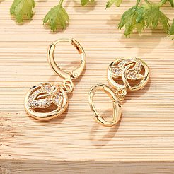 Brass Micro Pave Clear Cubic Zirconia Hoop Earrings for Women&nbsp;EJEW-G428-24G-03