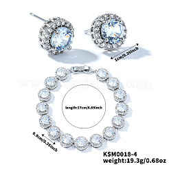 Vintage Elegant Brass Cubic Zirconia Stud Earring & Bracelets Set&nbsp;HH8827-4