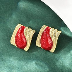Brass Rectangle Stud Earrings&nbsp;EJEW-S277-05G