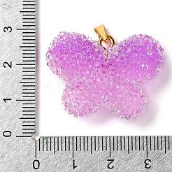 Transparent Resin Dotted Rhinetone Pendants&nbsp;RESI-N040-02G-05-RS