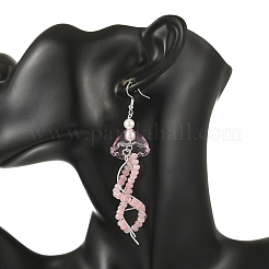 Dyed Natural Malaysia Jade Jellyfish Dangle Earrings for Women&nbsp;EJEW-JE07484-01