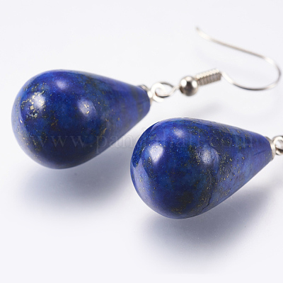 Natural Dyed Lapis Lazuli Dangle Earrings&nbsp;EJEW-P143-C05-1