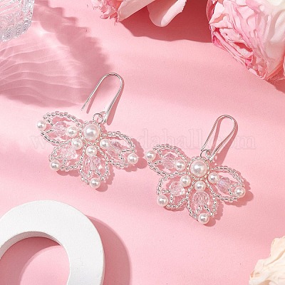 Butterfly Brass Dangle Earrings&nbsp;EJEW-MZ00265-03-1