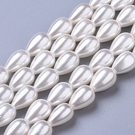 Polished Shell Pearl Beads Strands X-BSHE-L042-A02-1