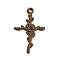 Alloy Pendants, Coconut Brown, Cross, 34.5x23.5x3mm, Hole: 2mm