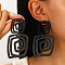 Alloy Dangle Stud Earrings, Black, Square, 50mm