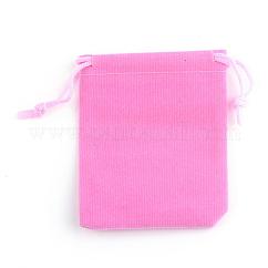 Rectangle Velvet Pouches, Gift Bags, Pink, 9x7cm