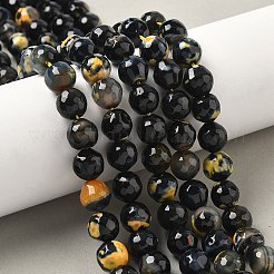 Faceted Natural Fire Crackle Agate Beads Strands&nbsp;G-F447-10mm-A09