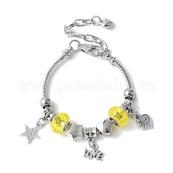 3Pcs 3 Colors Brass European Beads Charm Bracelet Sets&nbsp;BJEW-JB11586