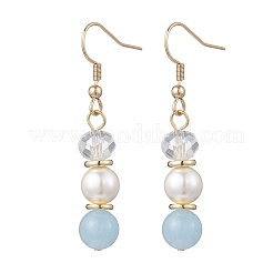 Round Dyed Natural Quartz Dangle Earrings&nbsp;EJEW-JE06778-01