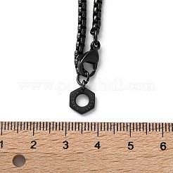 304 Stainless Steel Hexagon Pendant Box Chain Necklaces for Women&nbsp;NJEW-A045-25EB