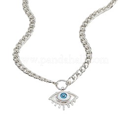 Blue Evil Eye Alloy with Resin Pendant Necklaces&nbsp;FS-WG38D35-01