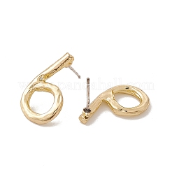 Brass Number Stud Earrings with 925 Sterling Silver Pins for Women&nbsp;LS-EJEW-A077-01F