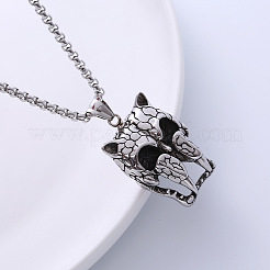 Vintage Men's Punk Necklace with Stainless Steel Animal Pendant for Titanium Warriors.&nbsp;LS-PN8087