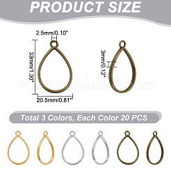 60Pcs 3 Colors Teardrop Alloy Open Back Bezel Pendants&nbsp;FIND-GA0004-28