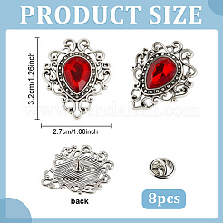 8Pcs Teardrop Zinc Alloy & Glass Lapel Pin Backs for Clothes&nbsp;JEWB-PH0001-90C