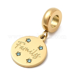 304 Stainless Steel Sapphire Rhinestone European Dangle Charms&nbsp;STAS-D153-06B-G