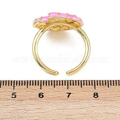 Brass Enamel Adjustable Cuff Rings for Women&nbsp;RJEW-G357-01M