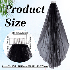 Organza & Imitation Pearls & Iron Lace Long Bridal Veils&nbsp;AJEW-WH0596-965A-02