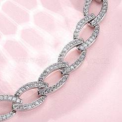 Brass Micro Pave Clear Cubic Zirconia Curb Chain Bracelets for Women&nbsp;BJEW-A034-04A-P