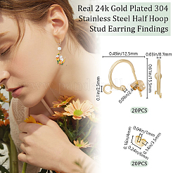 20Pcs 304 Stainless Steel Ring Stud Earring Findings&nbsp;STAS-BBC0004-70B-G