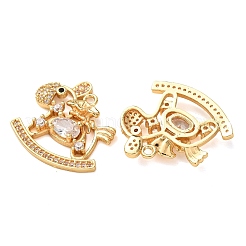 Brass Micro Pave Clear Cubic Zirconia Pendants&nbsp;KK-K422-09G