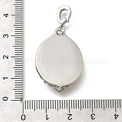 Brass Black Enamel Oval Pendants with Glitter Powder&nbsp;KK-K398-15P