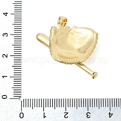 Sports Theme Brass Micro Pave Clear Cubic Zirconia Pendants&nbsp;KK-Z150-21G-02