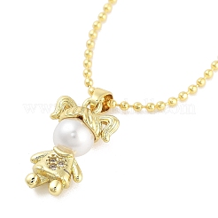 Brass Micro Pave Clear Cubic Zirconia Pendant Necklaces&nbsp;NJEW-Z035-01B-G