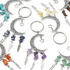 7Pcs 7 Colors Alloy Moon with Star Pendant Keychains&nbsp;KEYC-FS00045