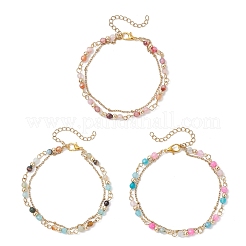 3Pcs Natural Agate Round Beads Multi-strand Bracelets&nbsp;BJEW-JB12468
