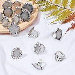16Pcs 8 Style Adjustable Iron Finger Ring Components Alloy Cabochon Bezel Settings&nbsp;MAK-SC0001-07AS
