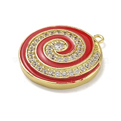 Rack Plating Brass Micro Pave Clear Cubic Zirconia with Enamel Charms&nbsp;KK-G515-18G