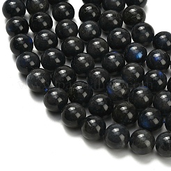 Natural Black Labradorite Beads Strands&nbsp;G-L642-B15-12mm