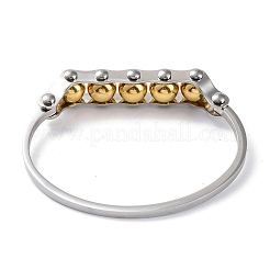 Round Beaded 304 Stainless Steel Bangles&nbsp;BJEW-G700-08GP
